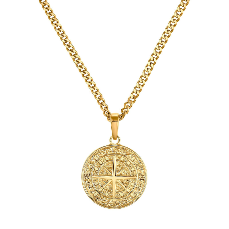 KOMPAS KETTING 925 ZILVER 18 KARAAT VERGULD