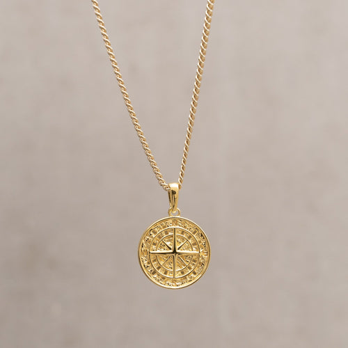 KOMPAS COLLIER 925 ZILVER 18 KARAAT VERGULD - IDENTIM®