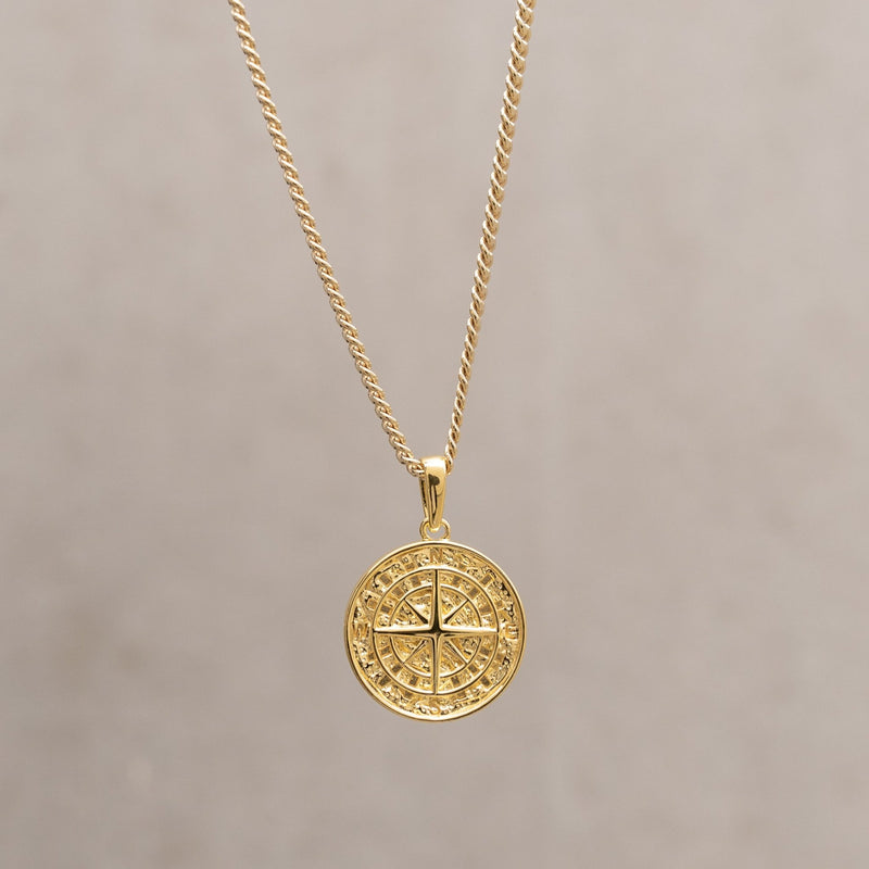 KOMPAS KETTING 925 ZILVER 18 KARAAT VERGULD