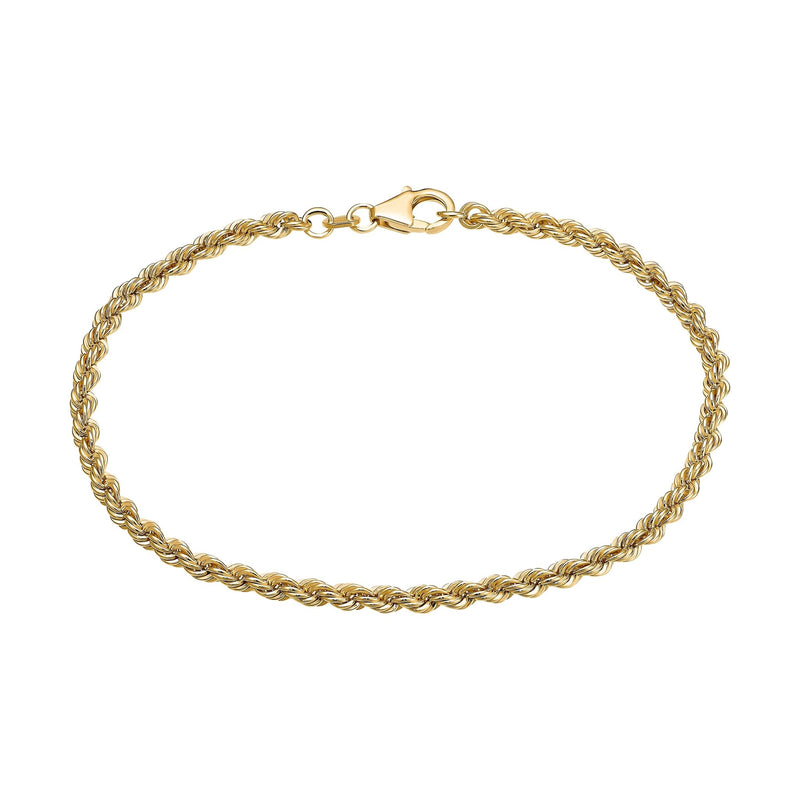 KOORD KETTING ARMBAND 3.20MM 925 ZILVER 18 KARAAT VERGULD