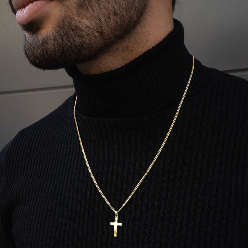 KRUIS KETTING 925 ZILVER 18 KARAAT VERGULD