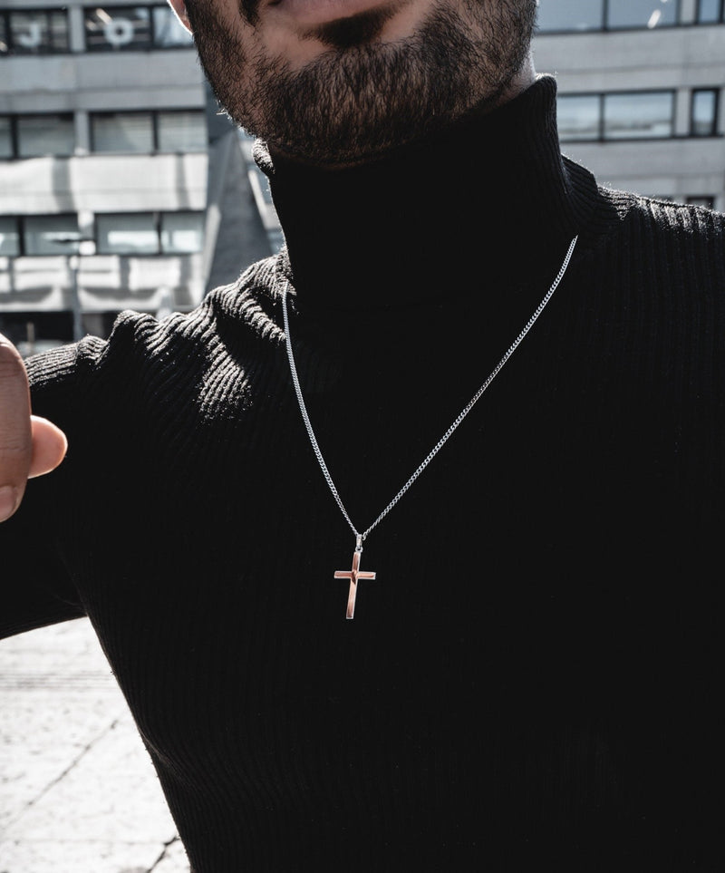 KRUIS KETTING 925 ZILVER GERHODINEERD