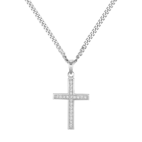 KRUIS COLLIER ICED OUT 925 ZILVER GERHODINEERD - IDENTIM®