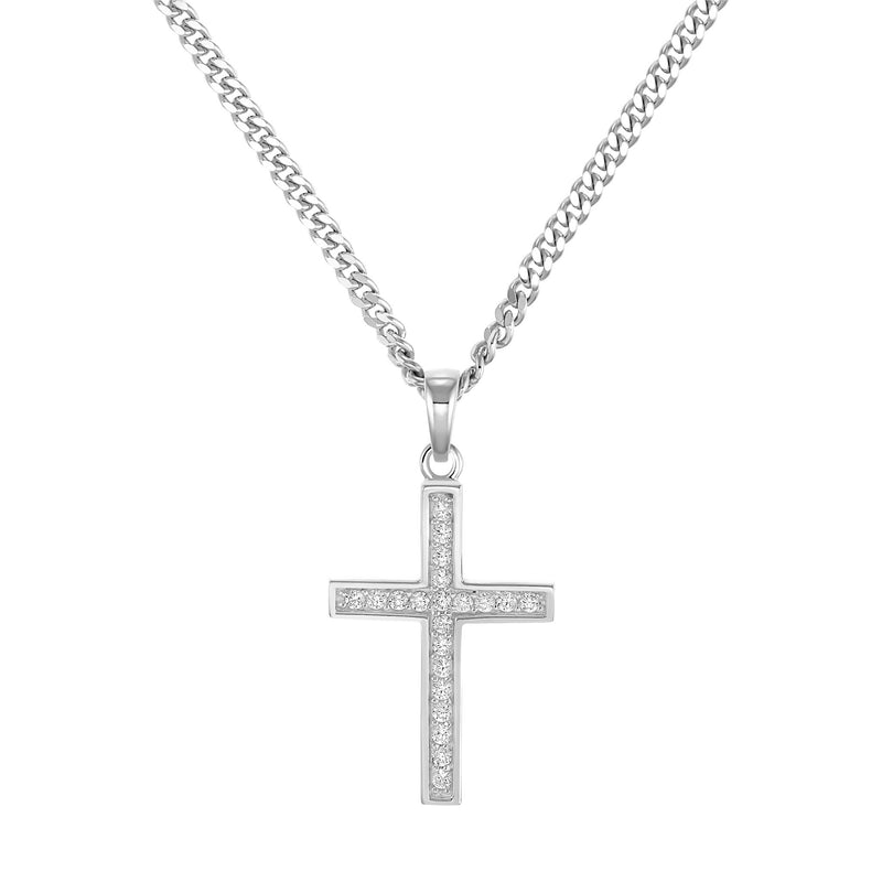 KRUIS KETTING ICED OUT 925 ZILVER GERHODINEERD