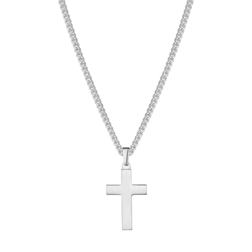 KRUIS HALSKETTING GEPOLIJST 925 ZILVER GERHODINEERD - IDENTIM®