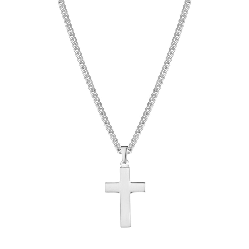 KRUIS KETTING GEPOLIJST 925 ZILVER GERHODINEERD