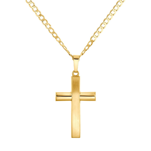 KRUIS MAT GEPOLIJST COLLIER 333 GOUD - IDENTIM®