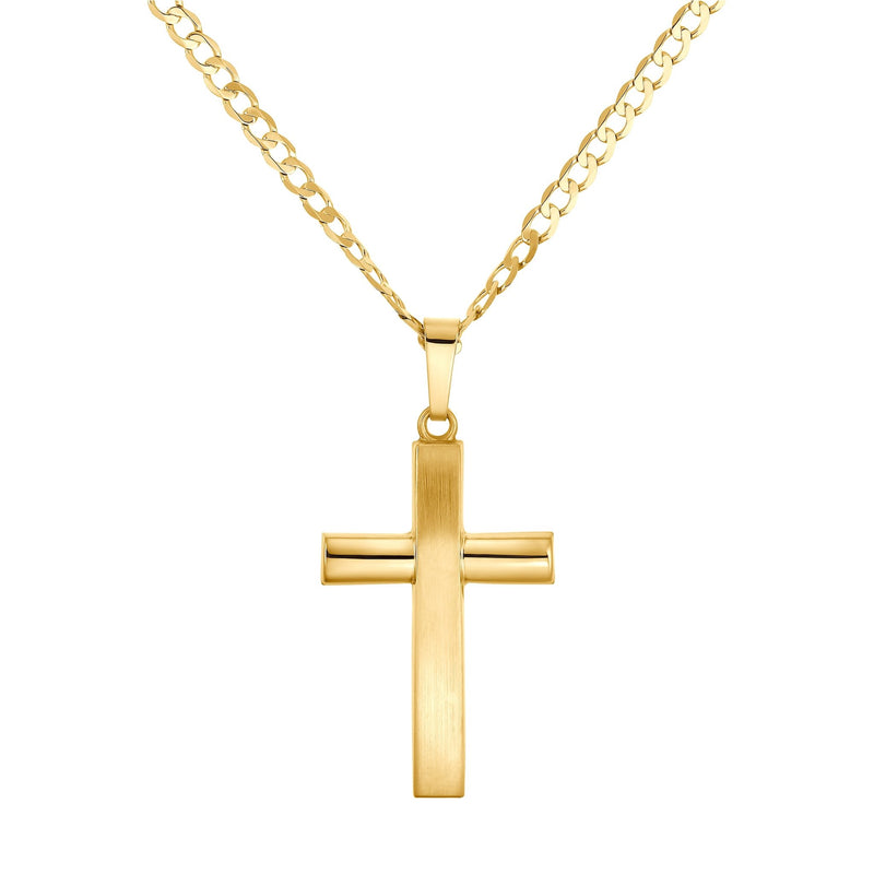 KRUIS MAT GEPOLIJST COLLIER 333 GOUD