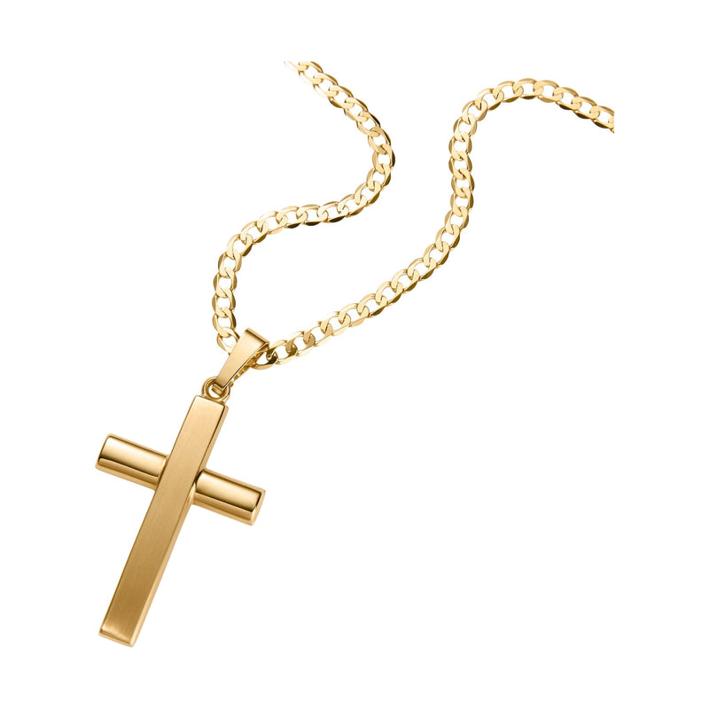 KRUIS MAT GEPOLIJST COLLIER 333 GOUD