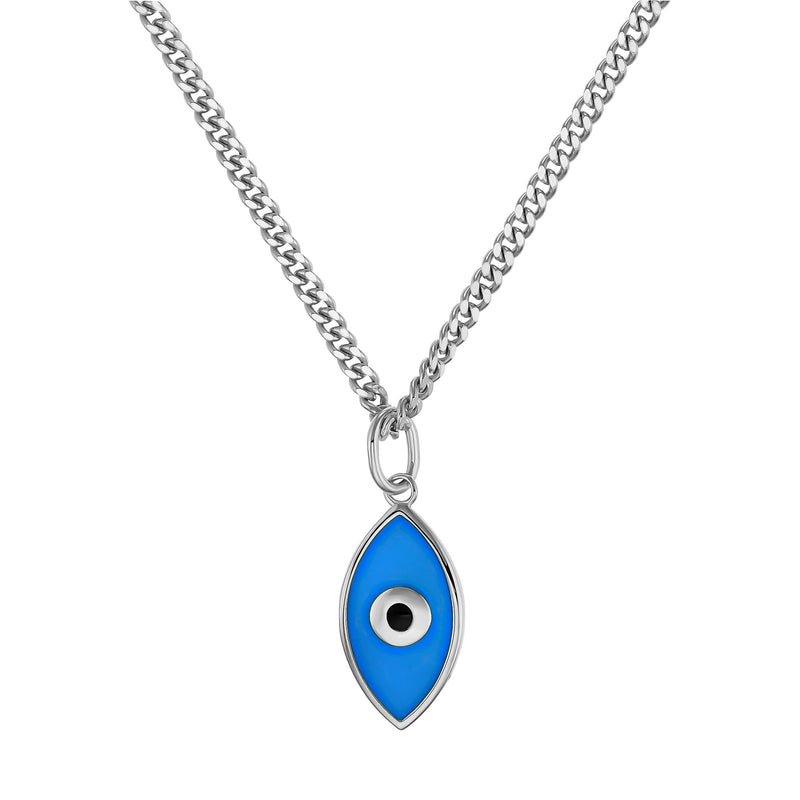 NAZAR OOG KETTING 925 ZILVER GERHODINEERD