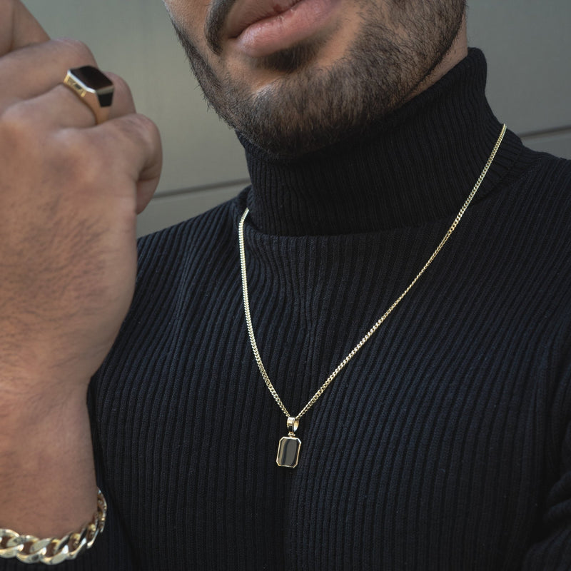 ONYX OCTAGON HALSKETTING 585 GOUD