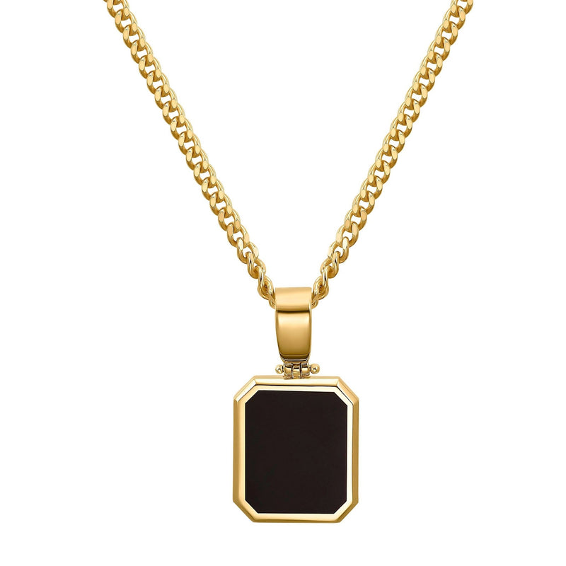 ONYX ACHTHOEK COLLIER 925 ZILVER 18 KARAAT VERGULD