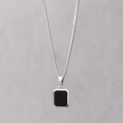 ONYX OCTAGON HALSKETTING 925 ZILVER GERHODINEERD - IDENTIM®
