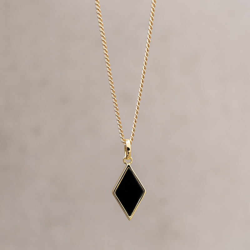 ONYX DIAMANTEN COLLIER 925 ZILVER 18 KARAAT VERGULD