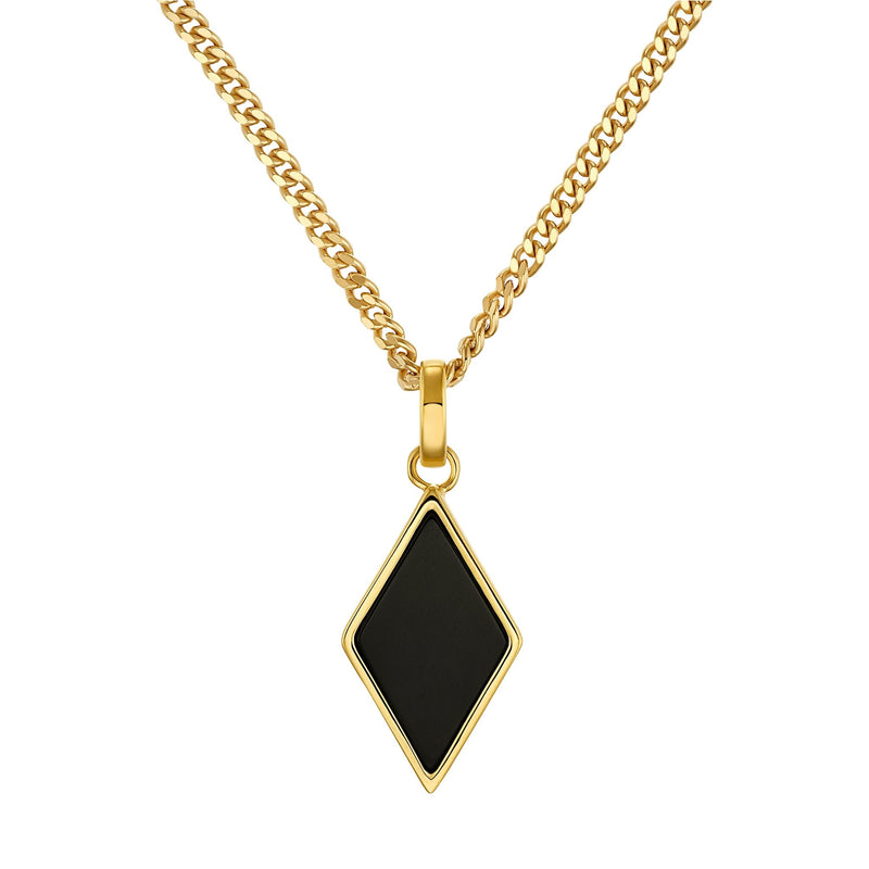 ONYX DIAMANTEN COLLIER 925 ZILVER 18 KARAAT VERGULD