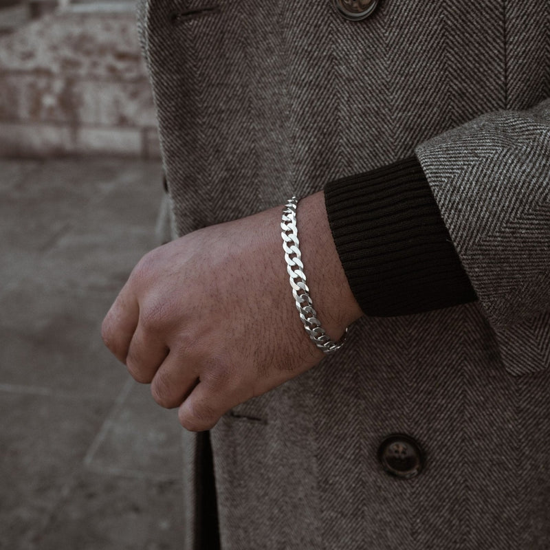 CURB KETTING ARMBAND 925 ZILVER GERHODINEERD 7,80MM