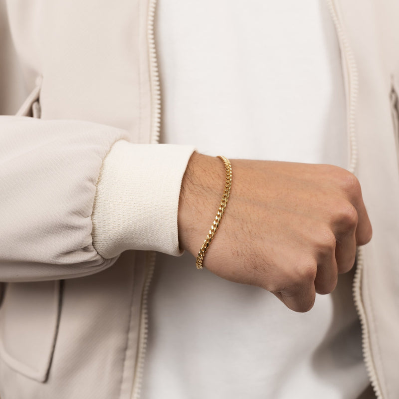 CURB KETTING CUBAANSE ARMBAND 4.00MM 925 ZILVER 18 KARAAT VERGULD