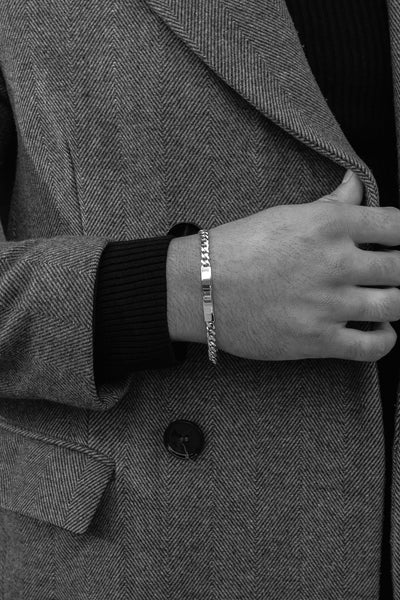 HEREN ARMBANDEN MET GRAVURE ZILVER GERHODINEERD - IDENTIM®