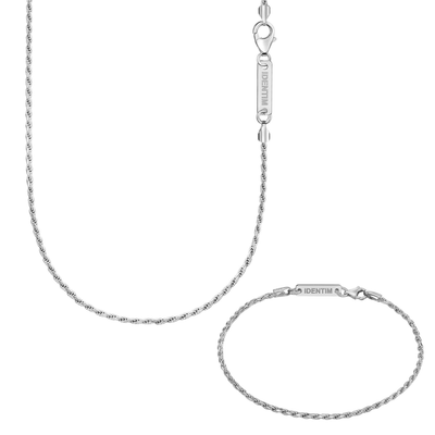 KOORD COLLIER SET 925 ZILVER GERHODINEERD 2,00MM