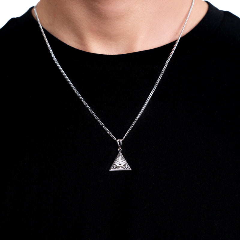 ILLUMINATI OOG KETTING 925 ZILVER GERHODINEERD