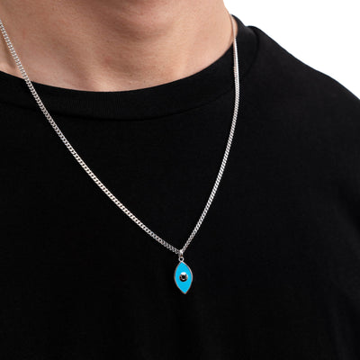 NAZAR OOG KETTING 925 ZILVER GERHODINEERD