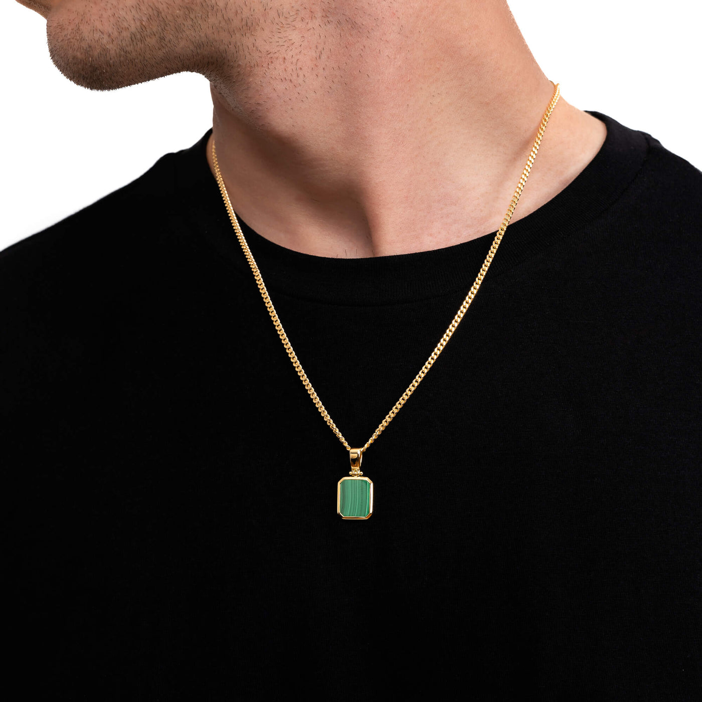 MALACHIET ACHTHOEKIGE COLLIER 585 GOUD