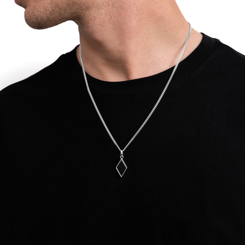 ONYX DIAMANTEN COLLIER 925 ZILVER GERHODINEERD