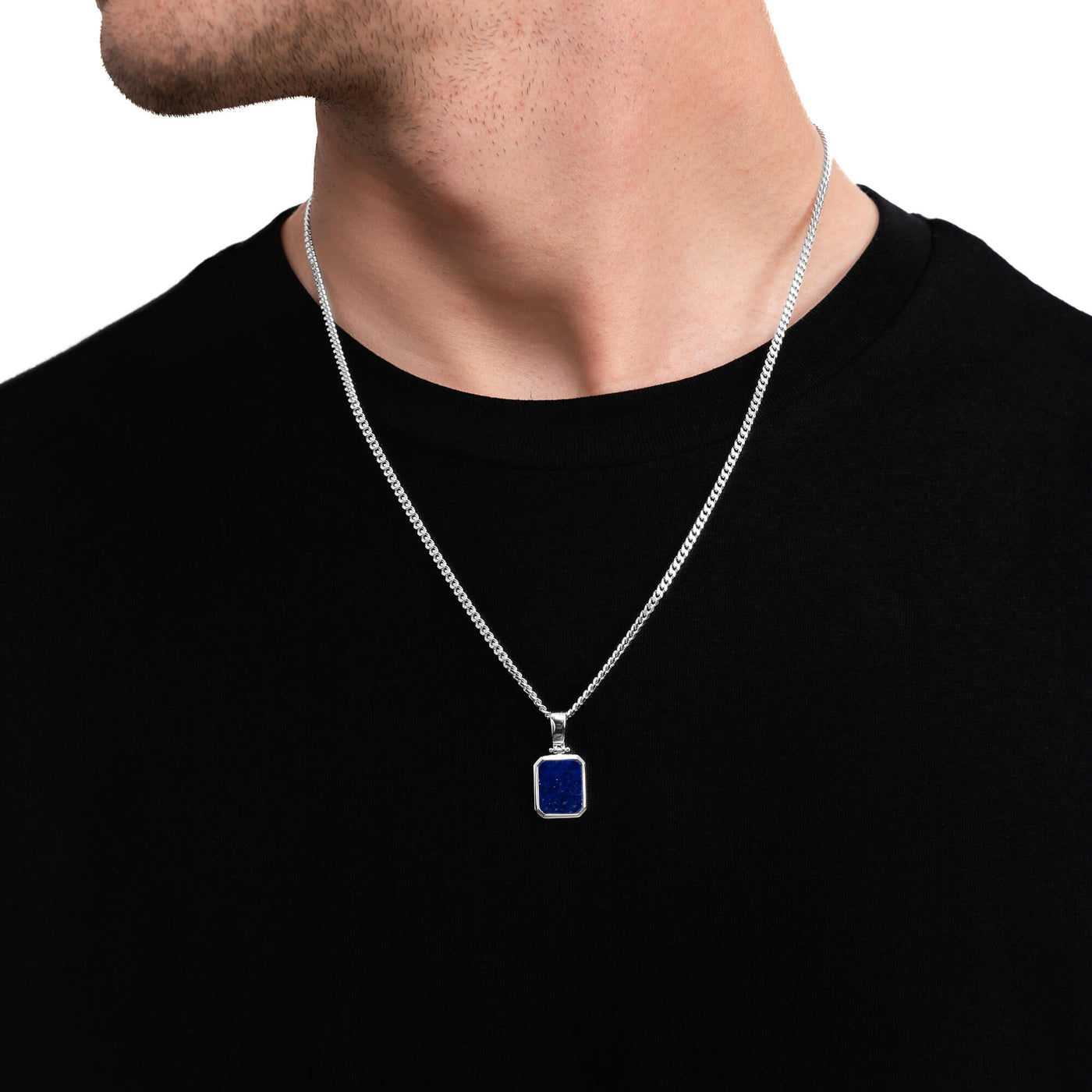 LAPIS OCTAGON COLLIER 925 ZILVER GERHODINEERD