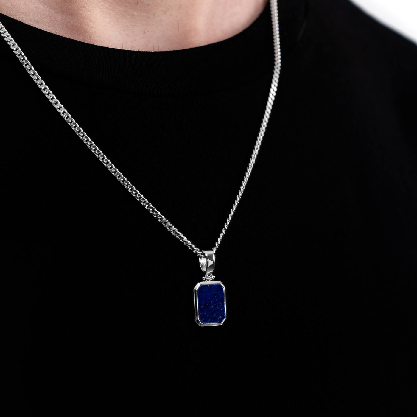 LAPIS OCTAGON COLLIER 925 ZILVER GERHODINEERD