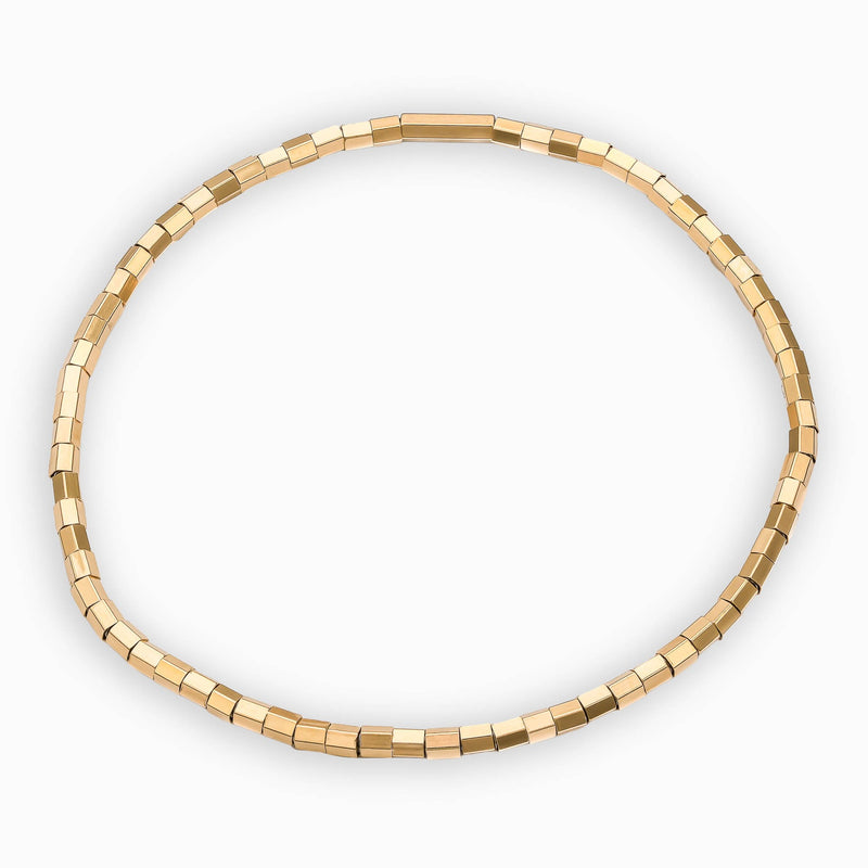 FACETGESLEPEN ZESHOEK ARMBAND ELASTISCH 750 GOUD