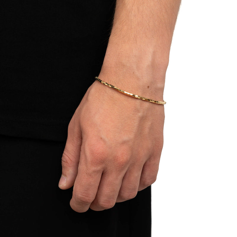 FACETGESLEPEN ZESHOEK ARMBAND ELASTISCH 750 GOUD