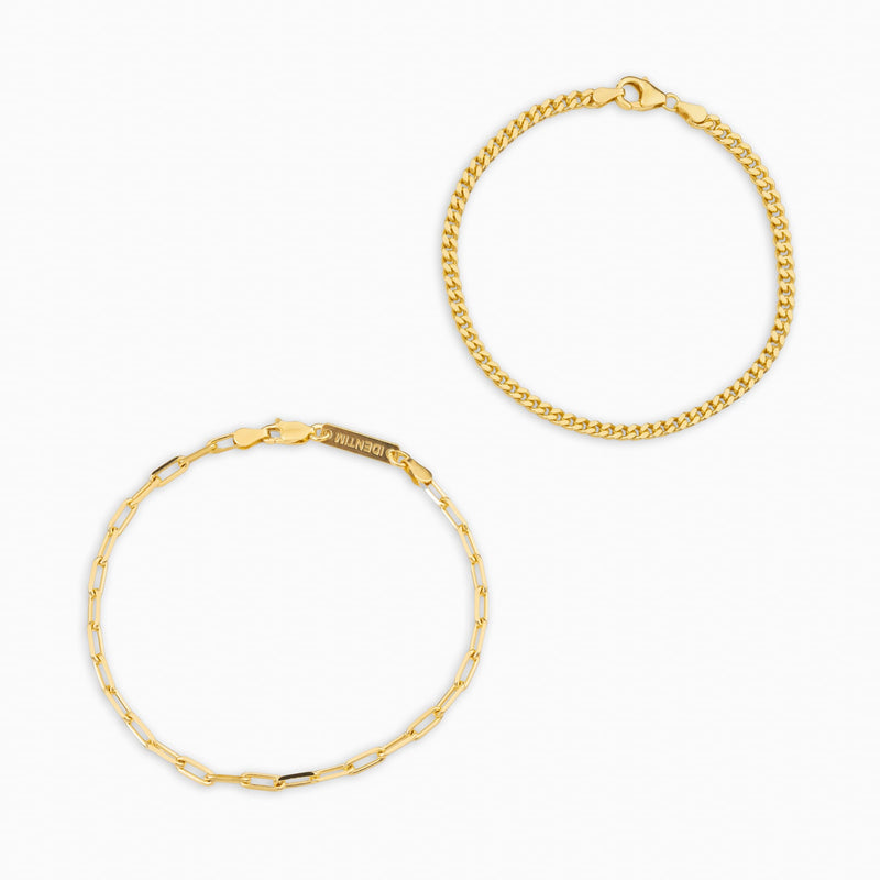 ARMBAND SET ARMOUR PAPERCLIP 925 ZILVER 18 KARAAT VERGULD