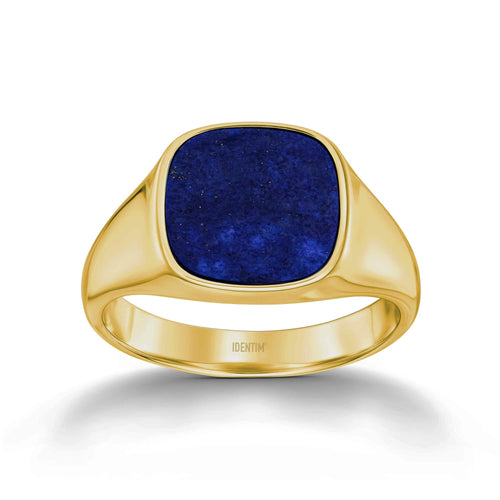 ZEGELRING LAPIS VIERKANT 585, 750 GOUD