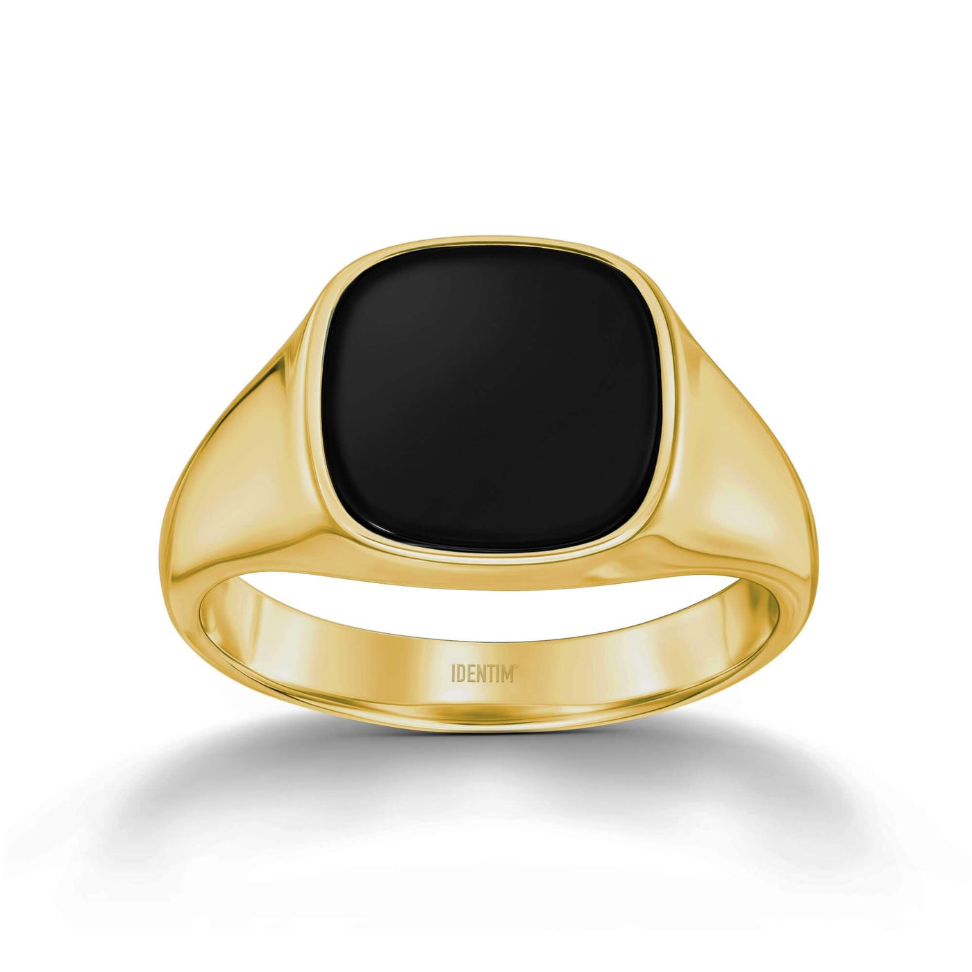 ZEGELRING ONYX VIERKANT 585, 750 GOUD