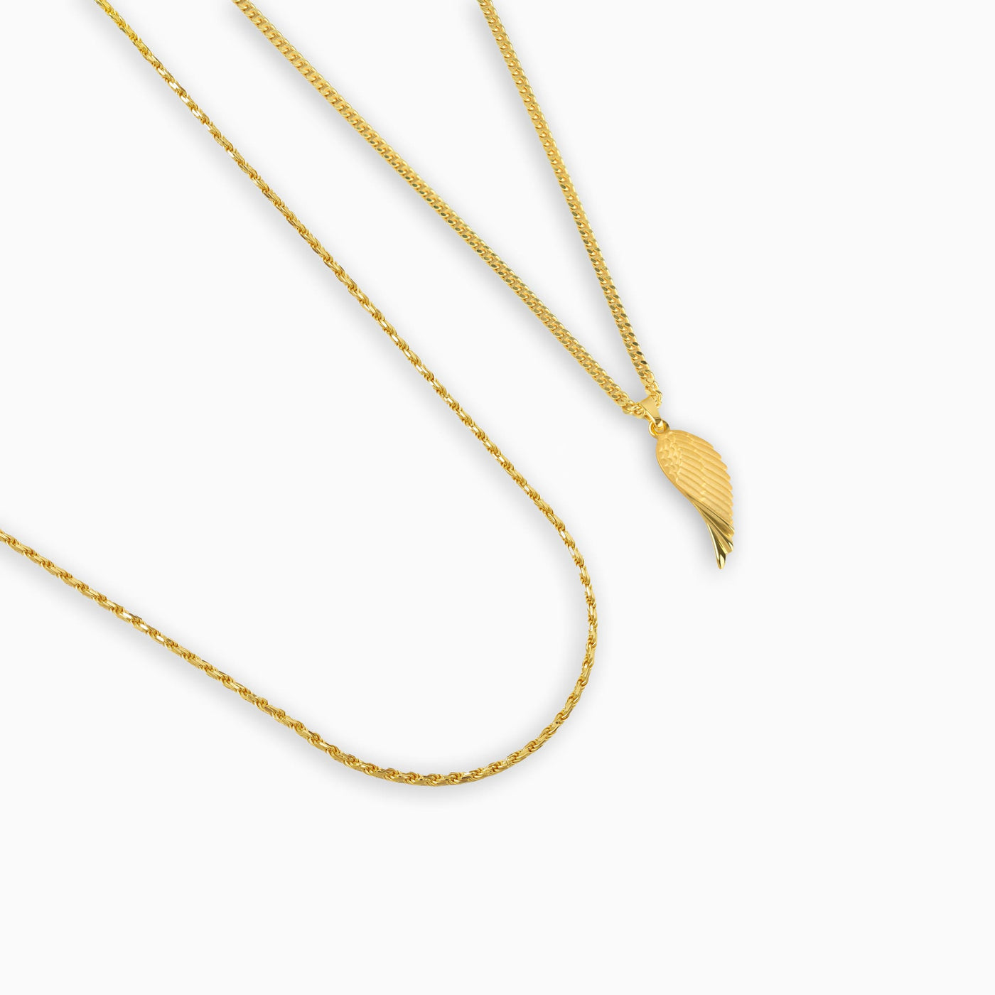 VLEUGEL COLLIER KOORD COLLIERSET 925 ZILVER 18 KARAAT VERGULD