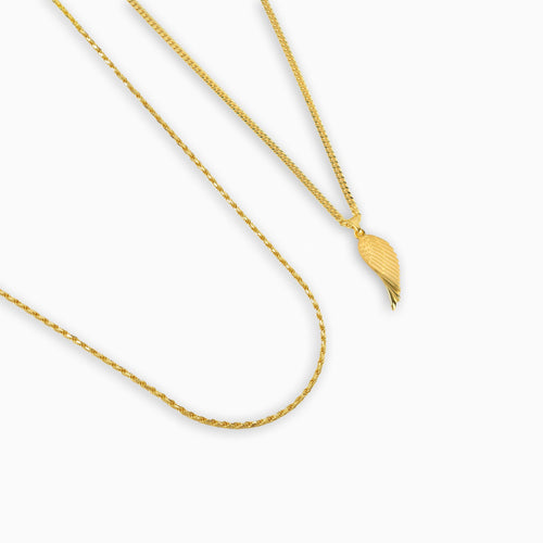 VLEUGEL COLLIER KOORD COLLIERSET 925 ZILVER 18 KARAAT VERGULD