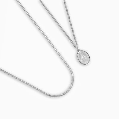 MADONNA HALSKETTING SLANGENKETTING SET 925 ZILVER GERHODINEERD