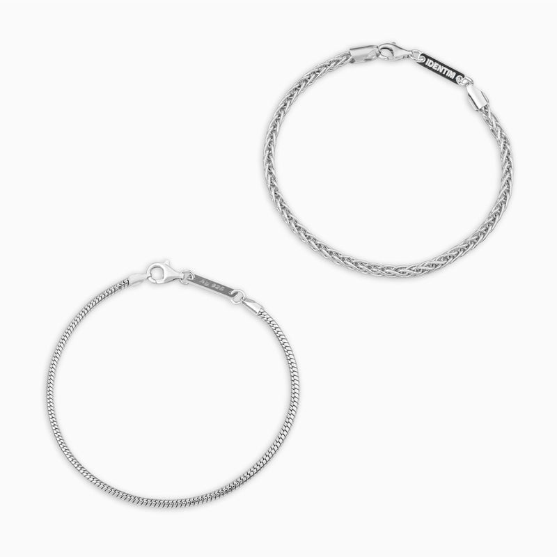 ARMBAND SET VLECHT SLANG ZILVEREN ARMBAND 925 ZILVER GERHODINEERD