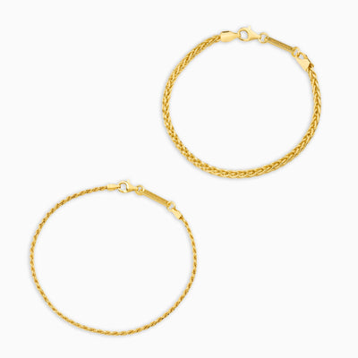 ARMBAND SET VLECHT KOORD GOUDEN ARMBAND 925 ZILVER 18 KARAAT VERGULD