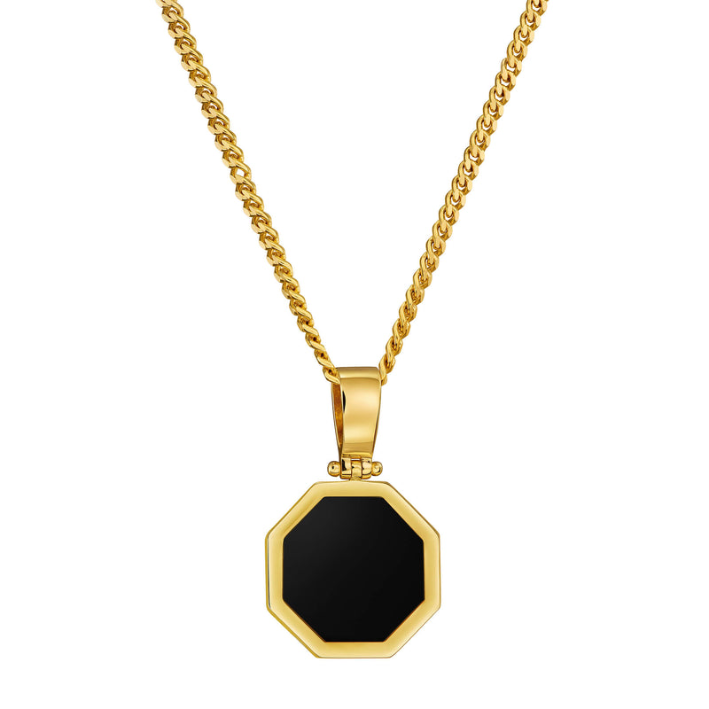 ONYX OCTAGON HALSKETTING 585 GOUD