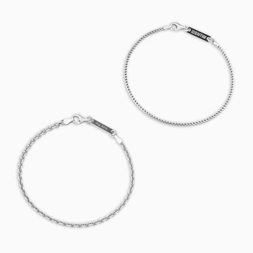 ARMBAND SET ERBS FRANCO ZILVER ARMBAND 925 ZILVER GERHODINEERD