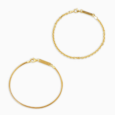 ARMBAND SET ERBS FRANCO GOUDEN ARMBAND 925 ZILVER 18 KARAAT VERGULD