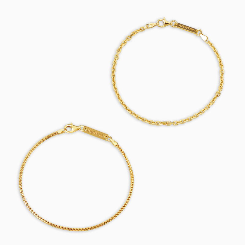 ARMBAND SET ERBS FRANCO GOUDEN ARMBAND 925 ZILVER 18 KARAAT VERGULD