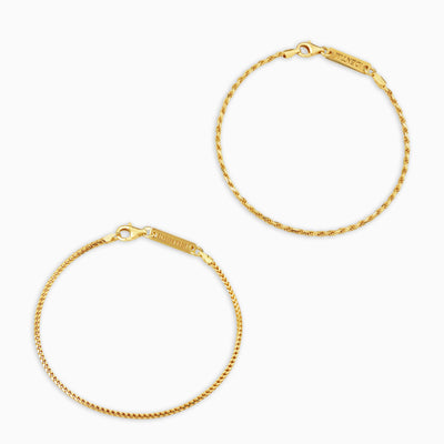 ARMBAND SET FRANCO KOORD 925 ZILVER 18 KARAAT VERGULD