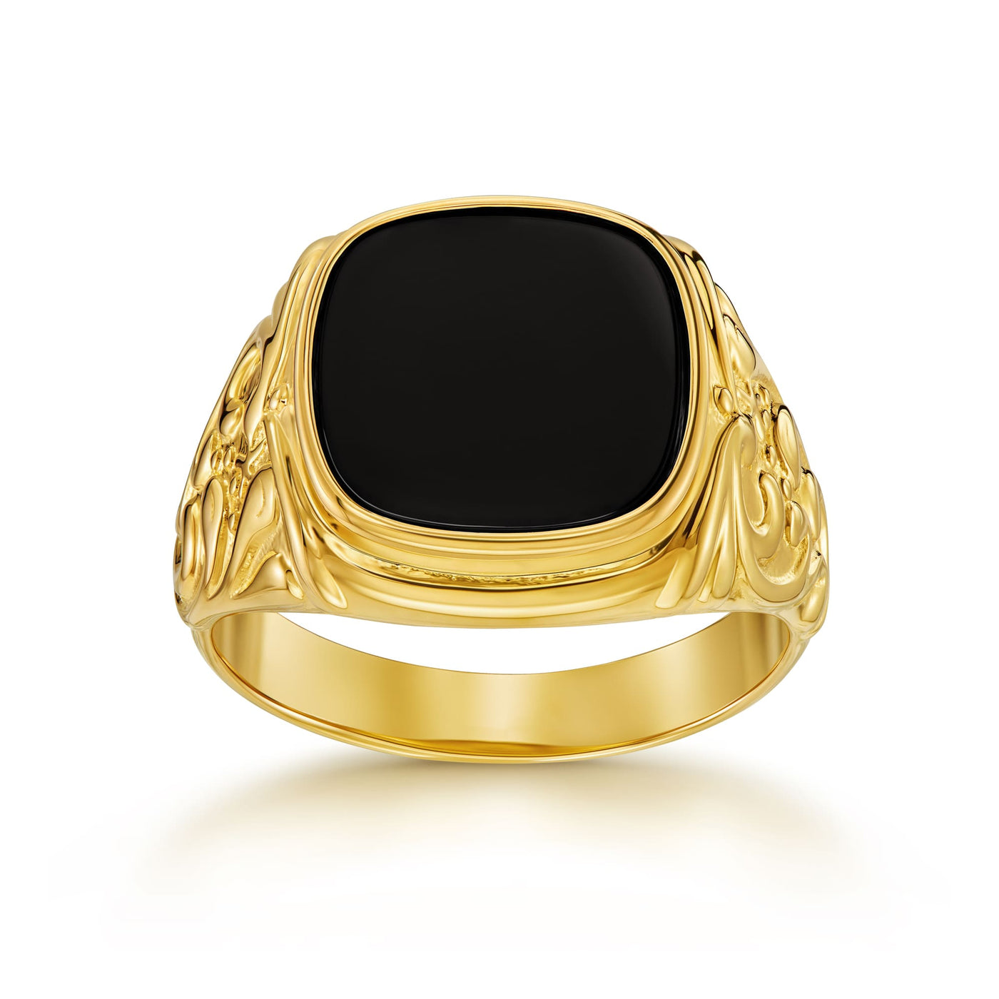 ART NOUVEAU ZEGELRING ONYX 585, 750 GOUD