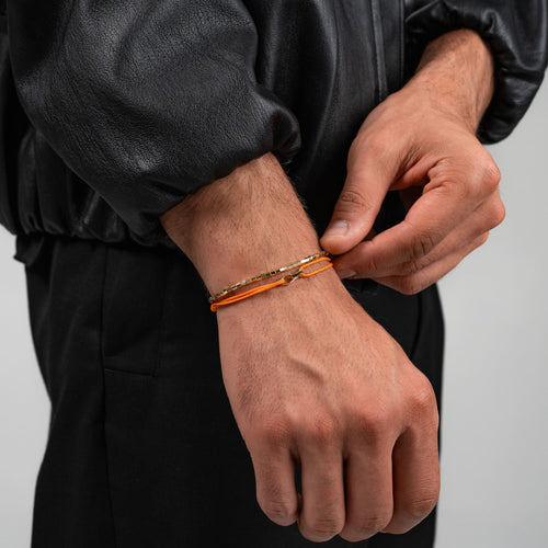 GLORIE ARMBAND ORANJE STOFFEN ARMBAND 585 GOUD