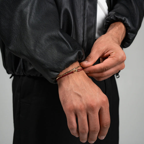 GLORIE ARMBAND BORDEAUX STOF ARMBAND 585 GOUD
