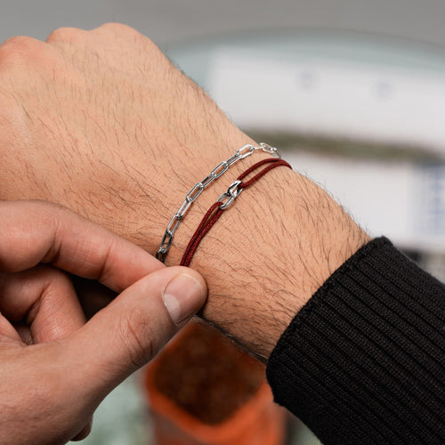GLORIE ARMBAND BORDEAUX STOFFARBAND 585 WITGOUD