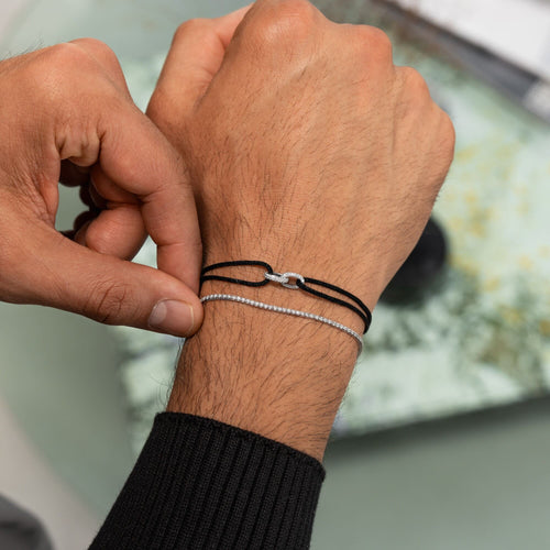 BRILLIANCE ARMBAND STOF ARMBAND 585 WITGOUD LAB DIAMANTEN