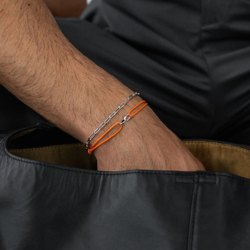 GLORIE ARMBAND ORANJE STOFFARBAND 585 WITGOUD